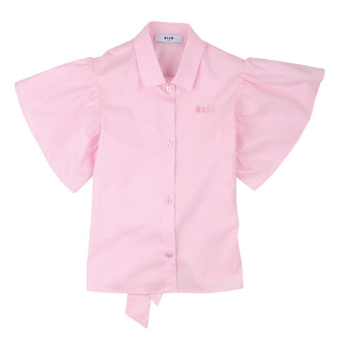 MSGM Camicia popeline rosa bambina